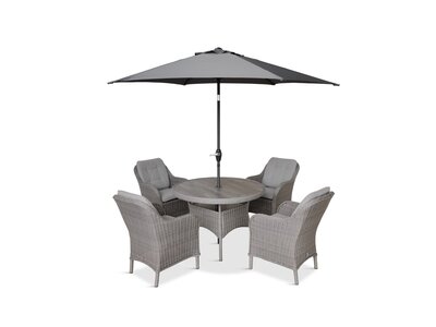 Corsica 4 Seat Dining Set with 2.5m Deluxe Parasol