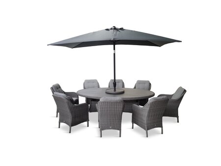 Corsica 8 Seat Dining Set with 3m Deluxe Parasol