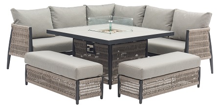 Mauritius Modular Sofa with Ceramic Top & Firepit Dining Table & 2 Benches - image 4
